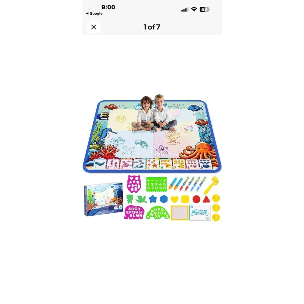 Water Doodle Mat,Kids Painting Mat, Toddlers Drawing Writing Toys,Reusable Co...